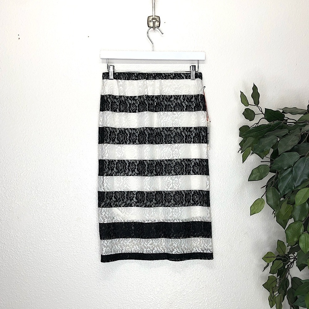 Elle Lace Striped Pencil Skirt